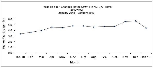 Year-on Year Changes of the CWMPI in NCR