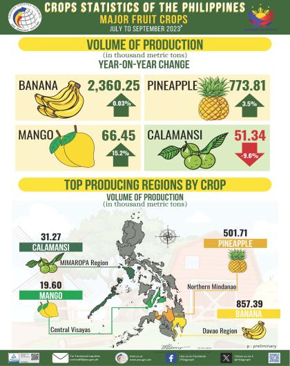 Major Fruit Crops Statistics, July-September 2023